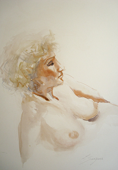 nus en aquarelle, Lydia Savignies