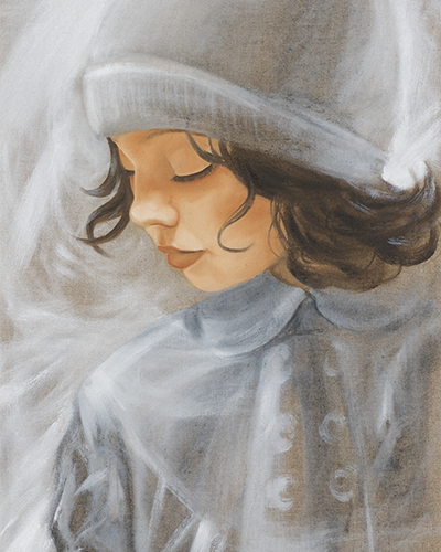 Portrait d'une jeune fille, pastel par Lydia Savignies
